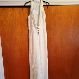 Missguided Tuxedo Jumpsuit, white, size 6, tall inseam